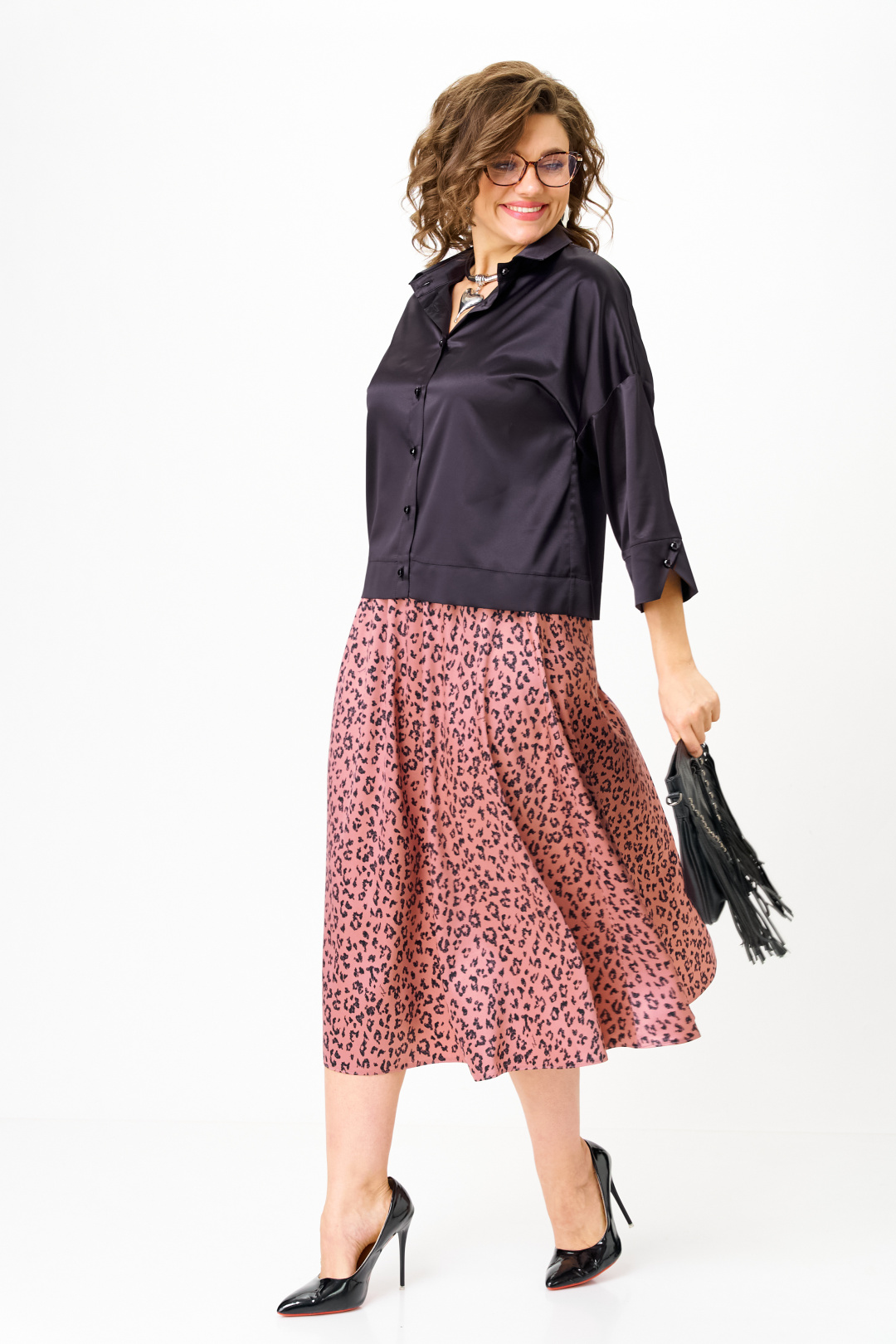 Костюм Anastasia 1321 черно-синий + розовый