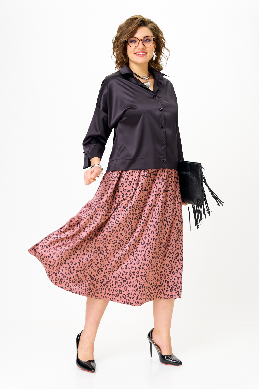 Костюм Anastasia 1321 черно-синий + розовый