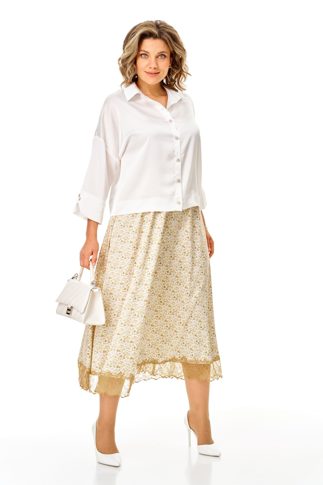 Костюм Anastasia 1322 белый + цветы