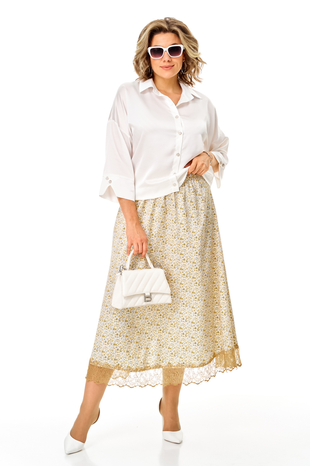 Костюм Anastasia 1322 белый + цветы