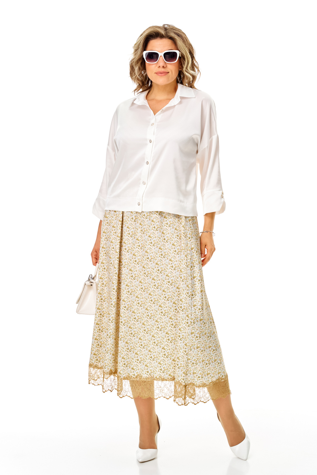 Костюм Anastasia 1322 белый + цветы