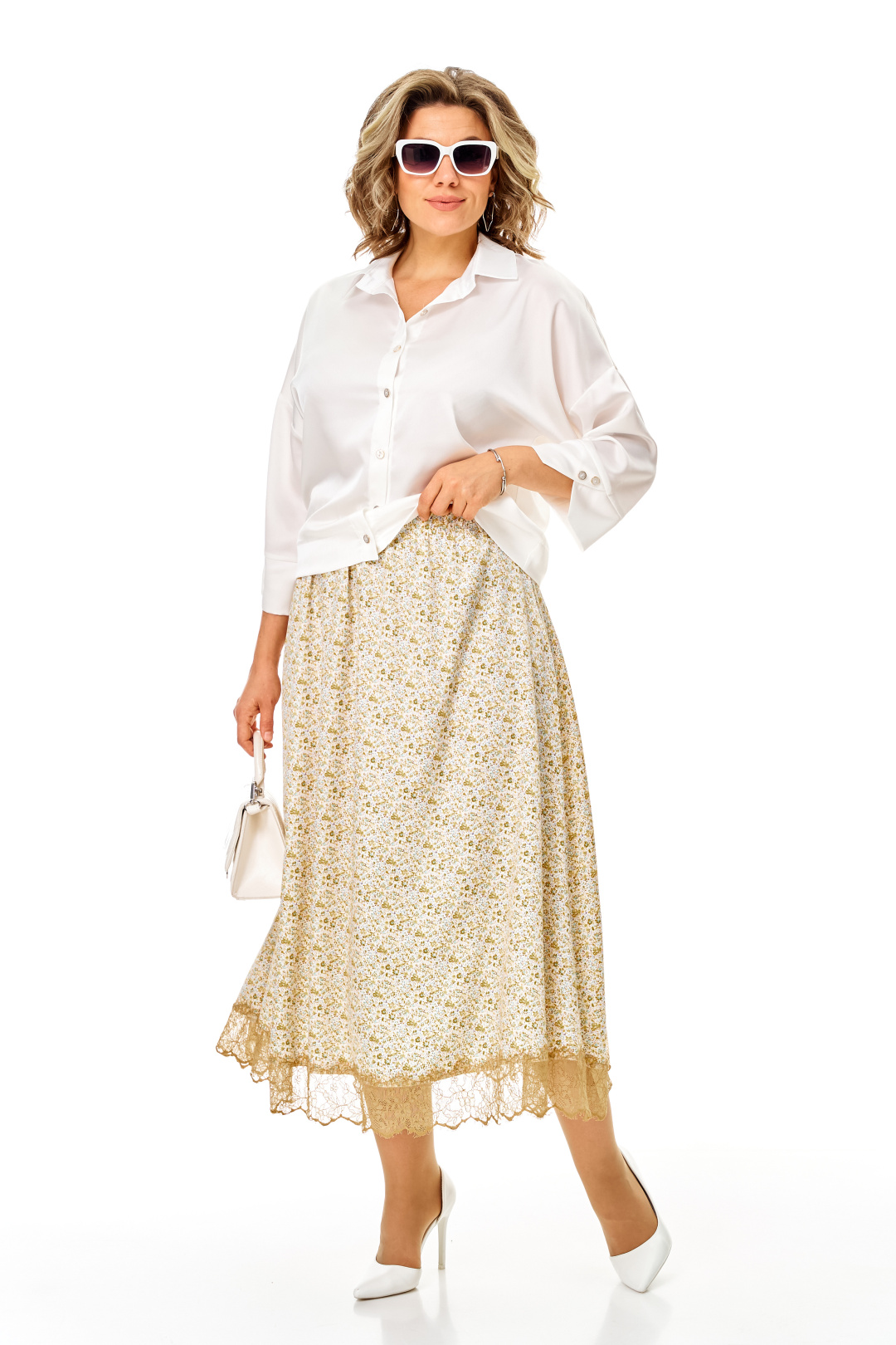 Костюм Anastasia 1322 белый + цветы