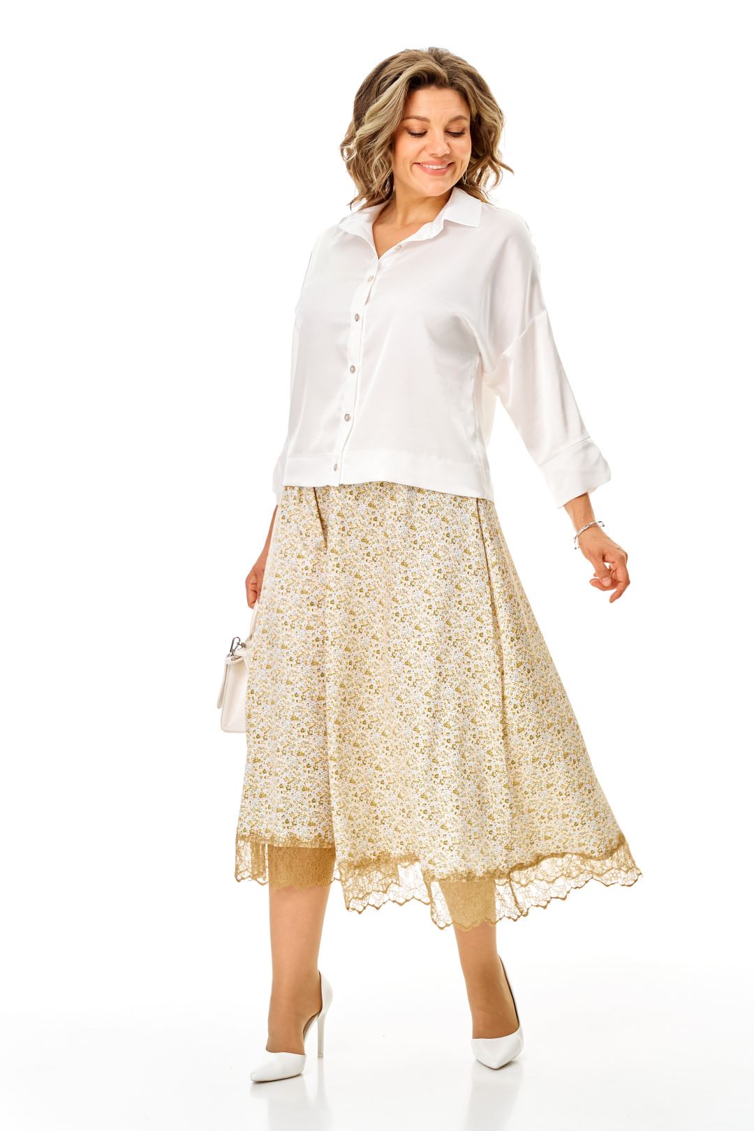 Костюм Anastasia 1322 белый + цветы