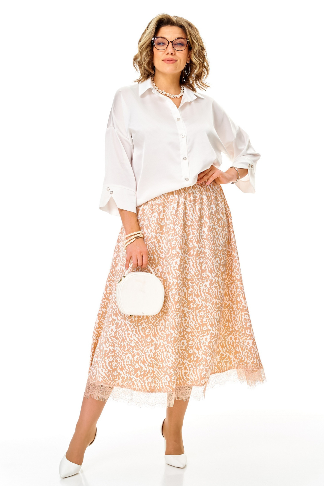 Костюм Anastasia 1322 белый + карамель