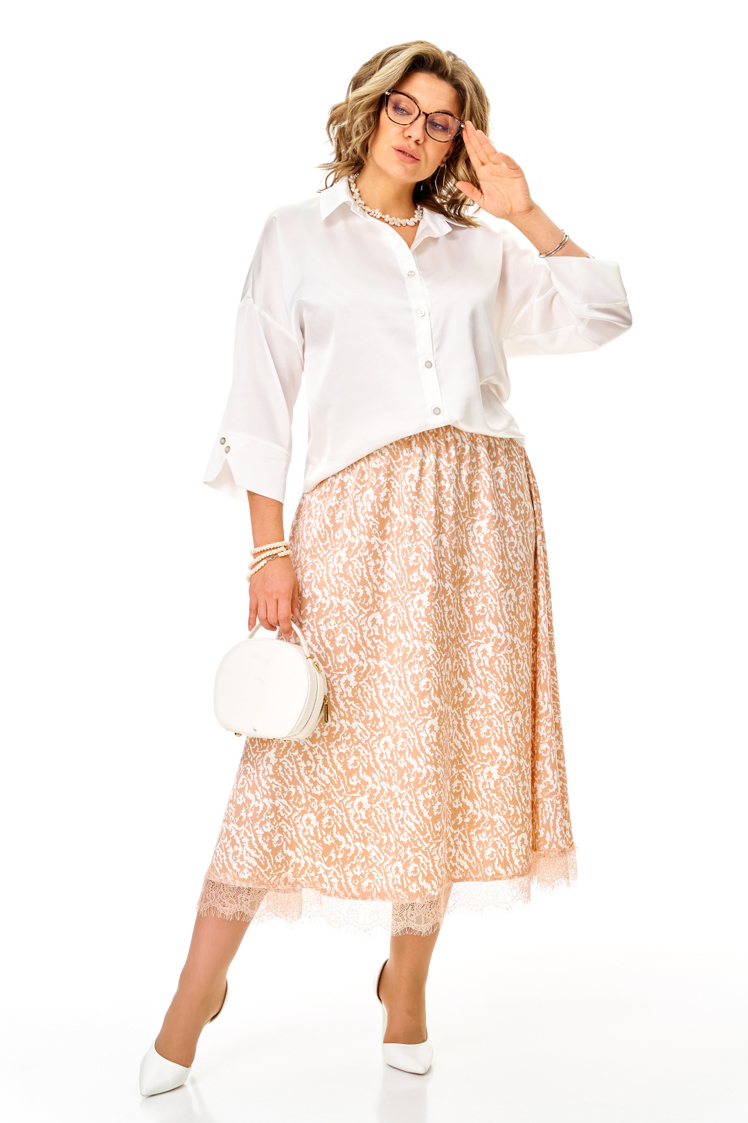 Костюм Anastasia 1322 белый + карамель