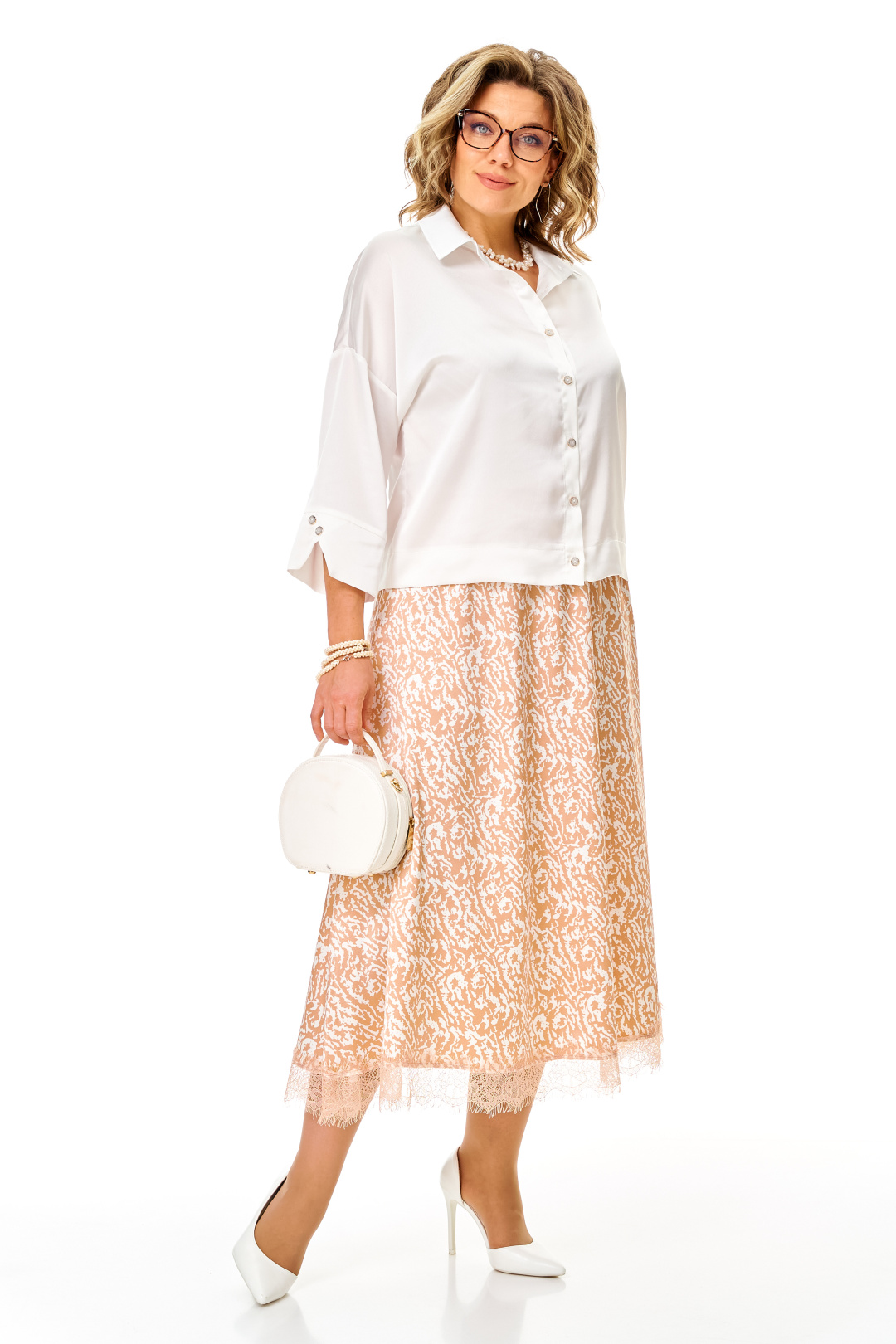 Костюм Anastasia 1322 белый + карамель