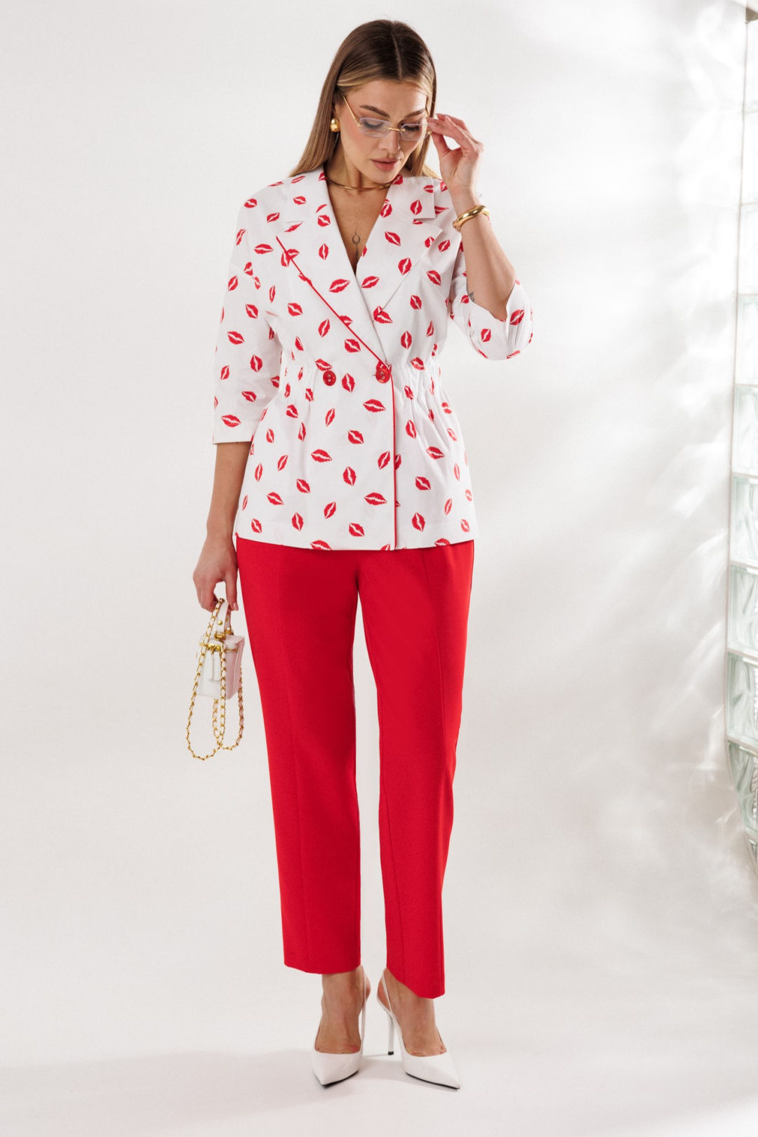 Костюм Anastasia 1333 бело-красный - фото 4