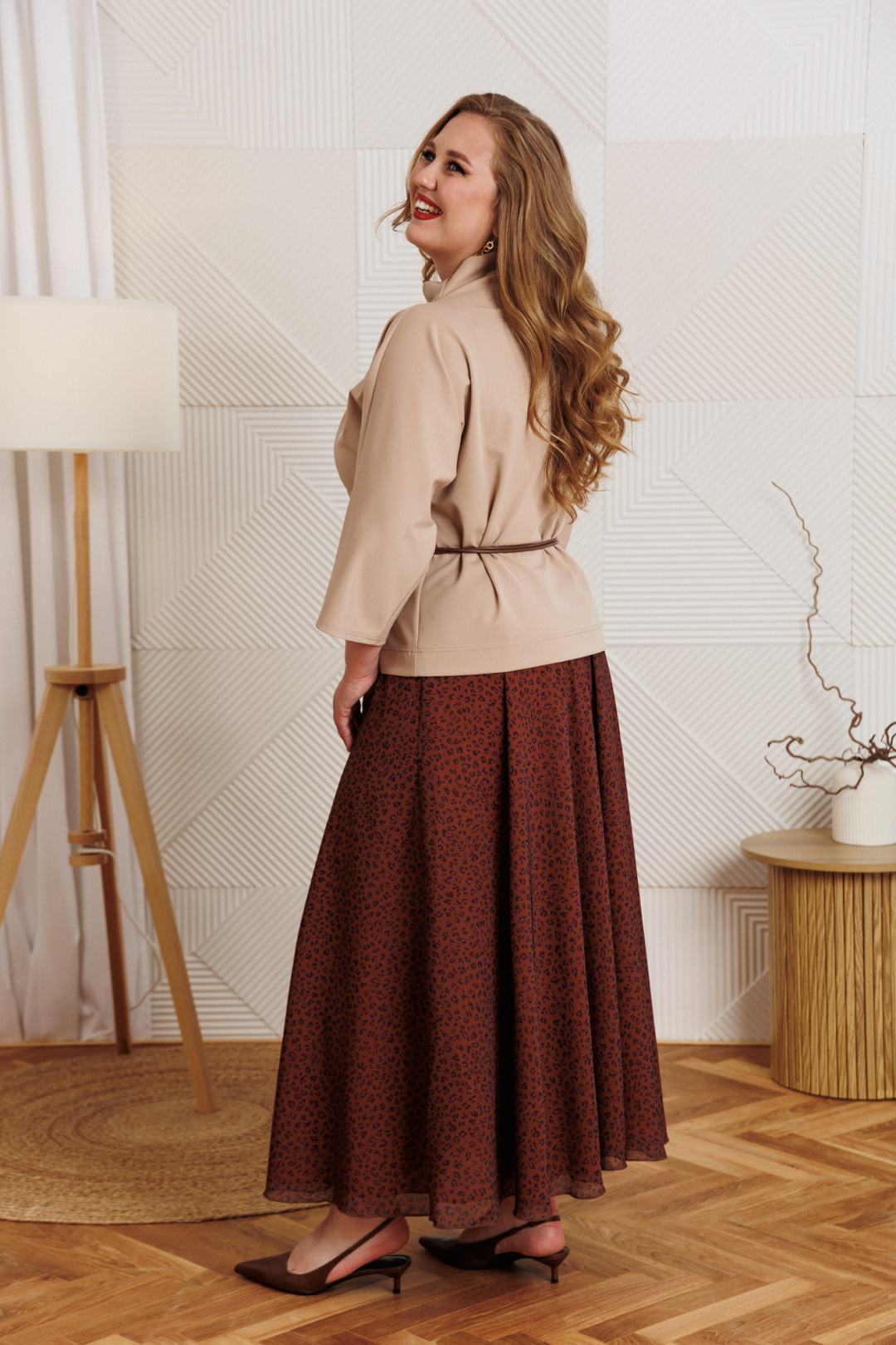 Костюм Anastasia 1390 бежевый + принт