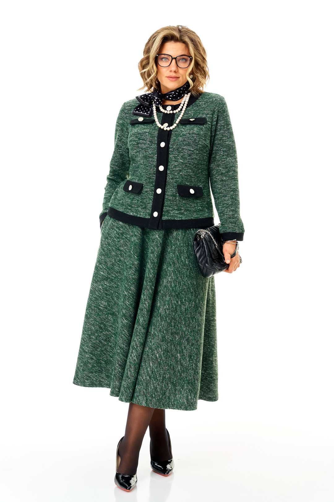 Костюм Anastasia 1401 изумрудно-черный меланж