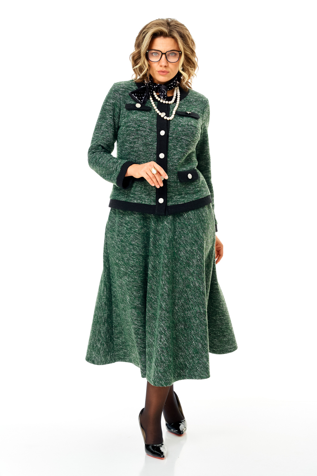 Костюм Anastasia 1401 изумрудно-черный меланж