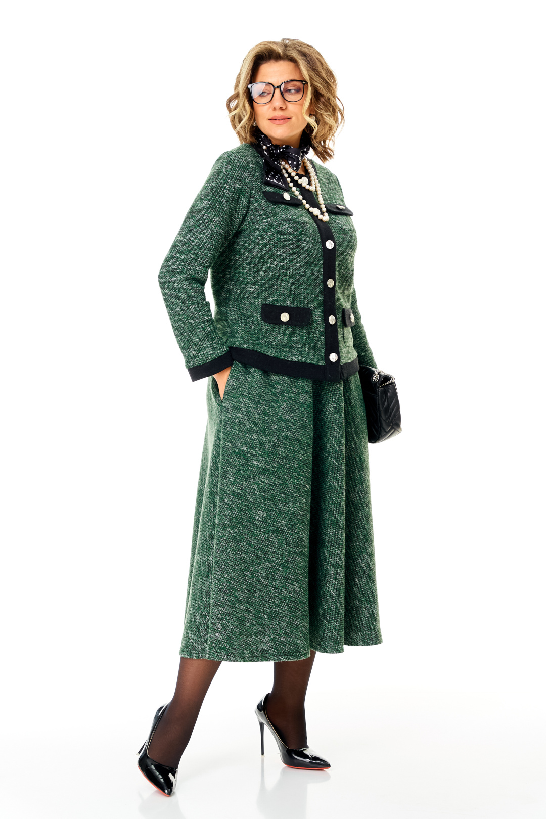 Костюм Anastasia 1401 изумрудно-черный меланж