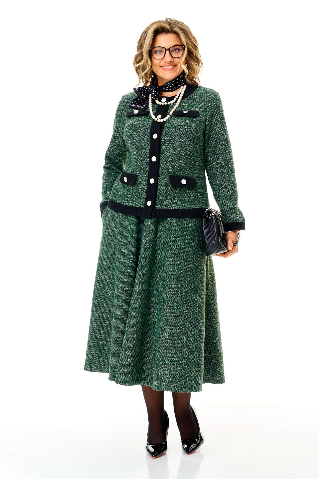 Костюм Anastasia 1401 изумрудно-черный меланж