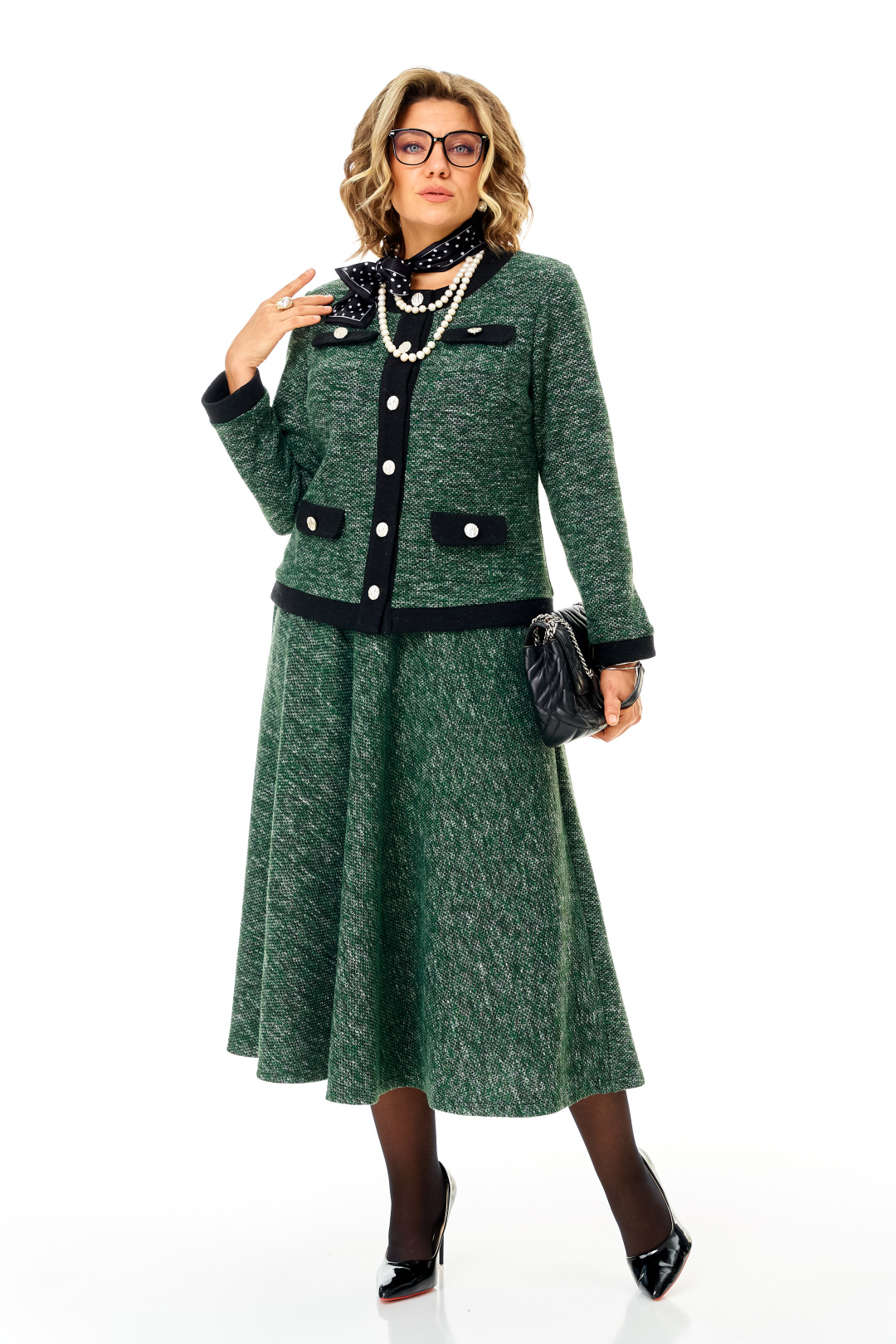 Костюм Anastasia 1401 изумрудно-черный меланж