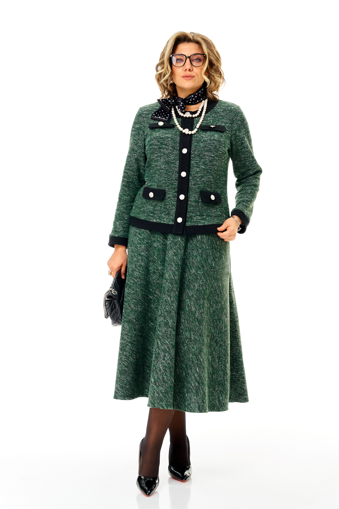 Костюм Anastasia 1401 изумрудно-черный меланж