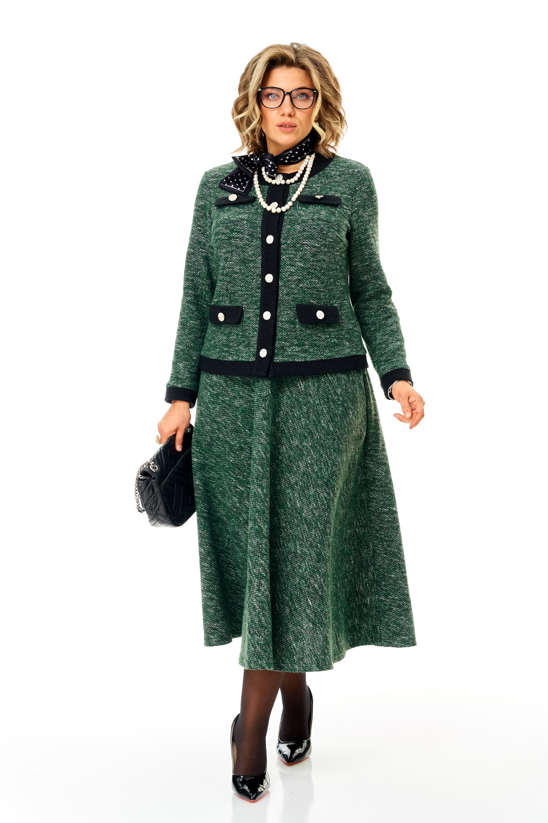 Костюм Anastasia 1401 изумрудно-черный меланж