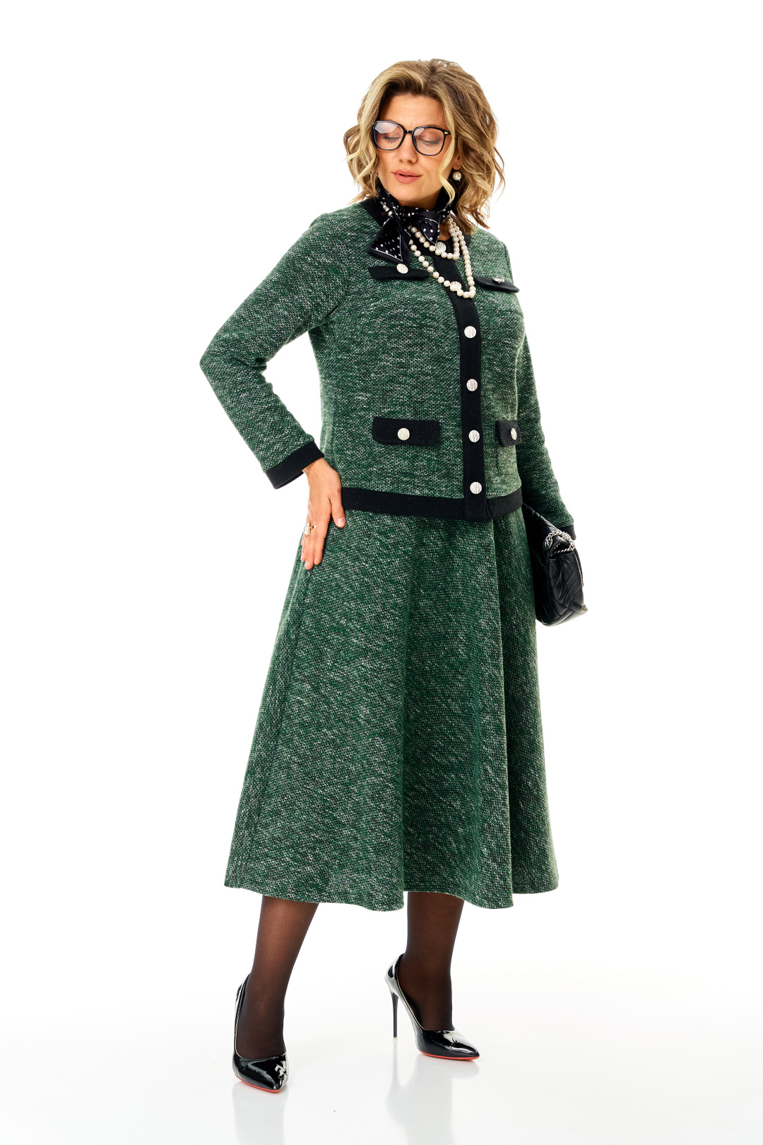 Костюм Anastasia 1401 изумрудно-черный меланж