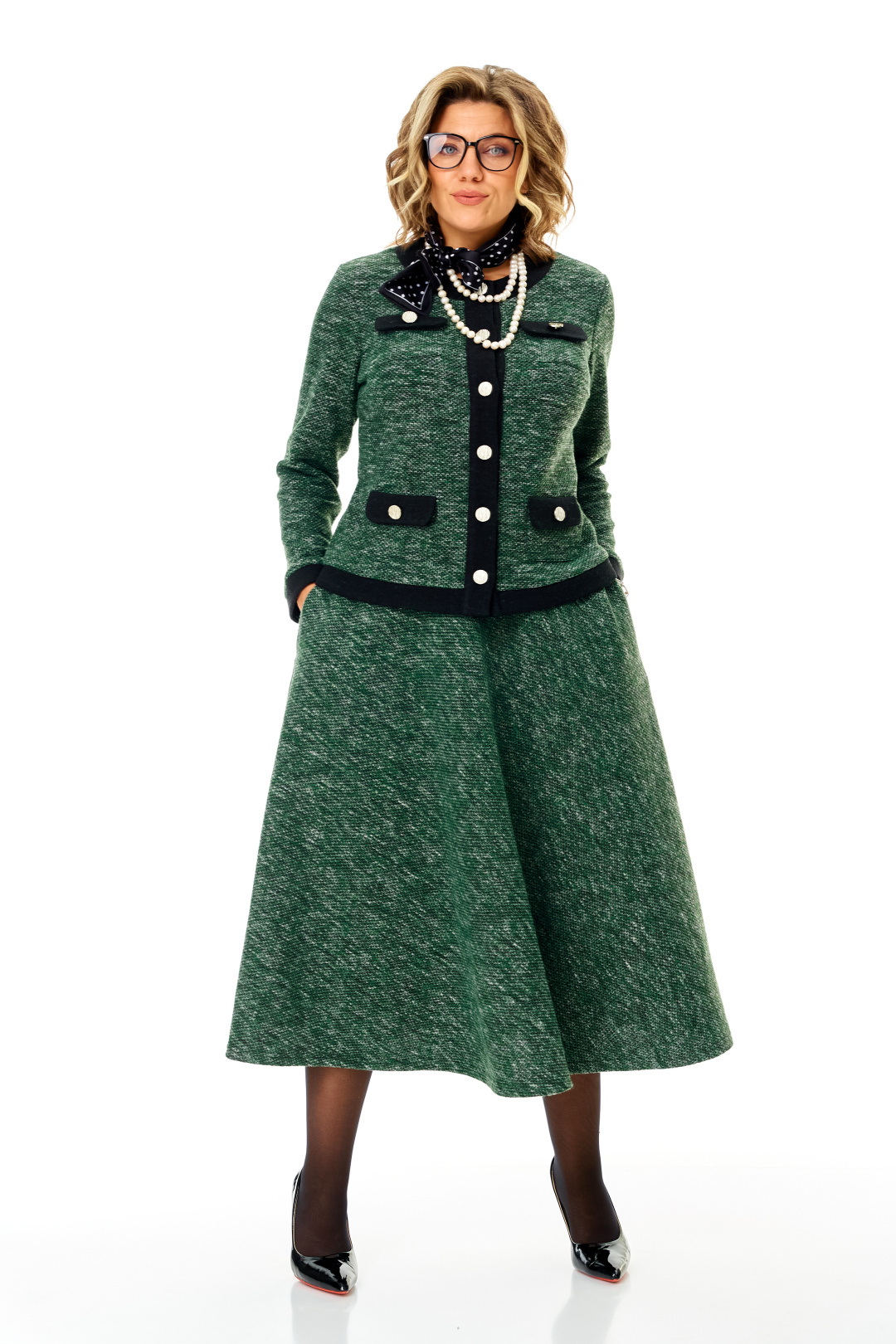 Костюм Anastasia 1401 изумрудно-черный меланж