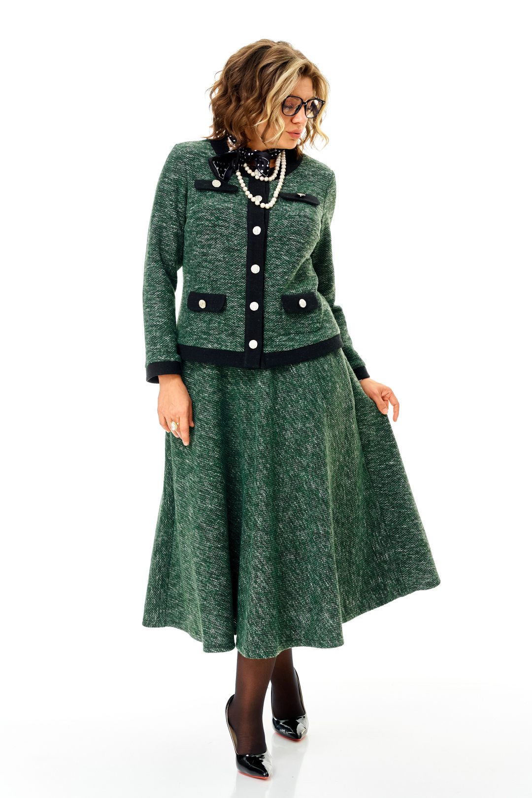 Костюм Anastasia 1401 изумрудно-черный меланж