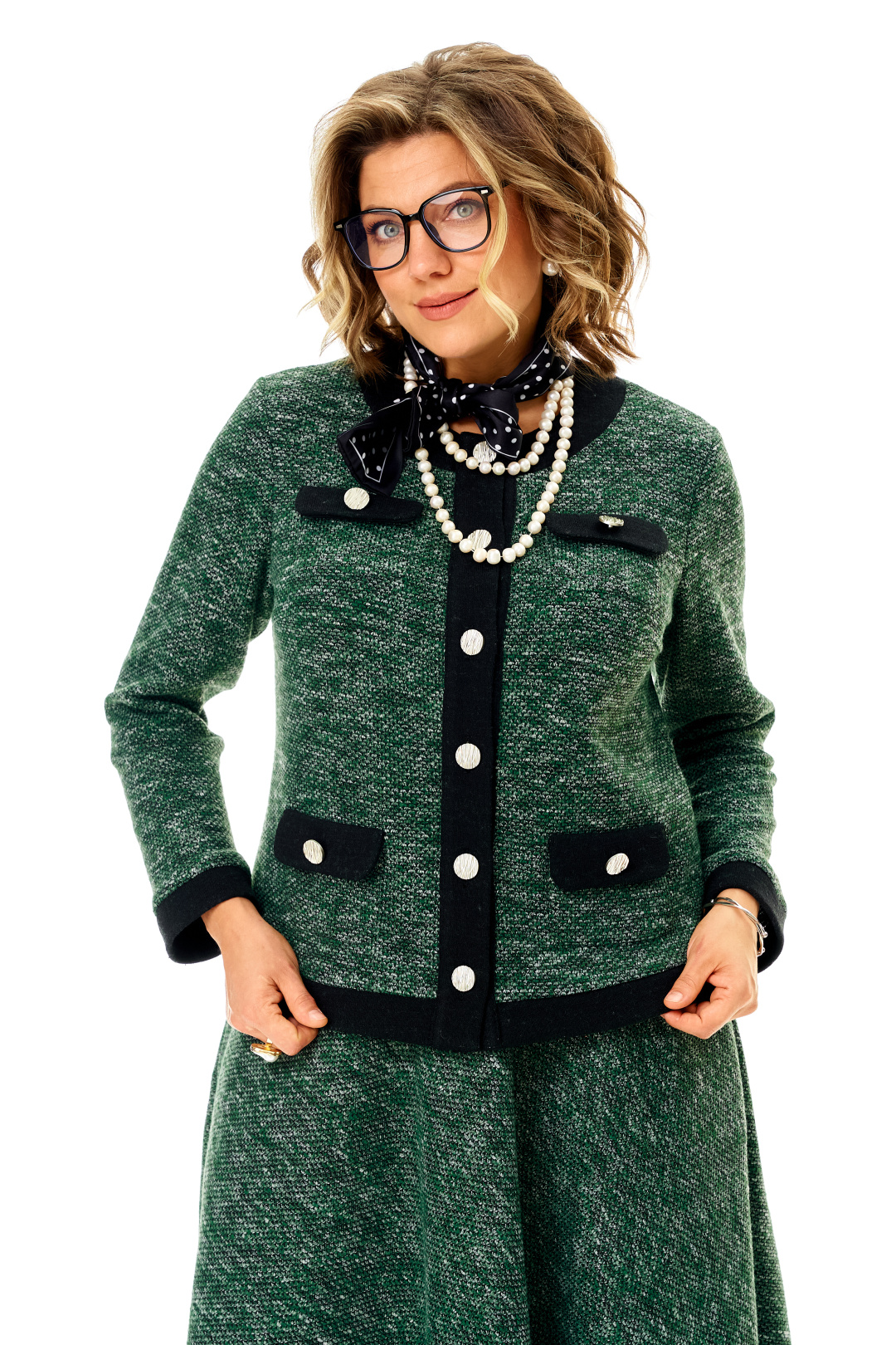 Костюм Anastasia 1401 изумрудно-черный меланж