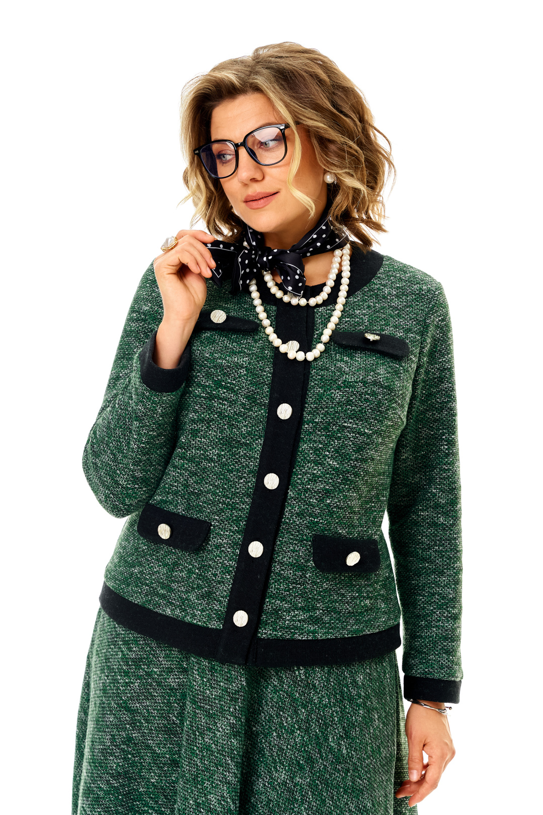 Костюм Anastasia 1401 изумрудно-черный меланж