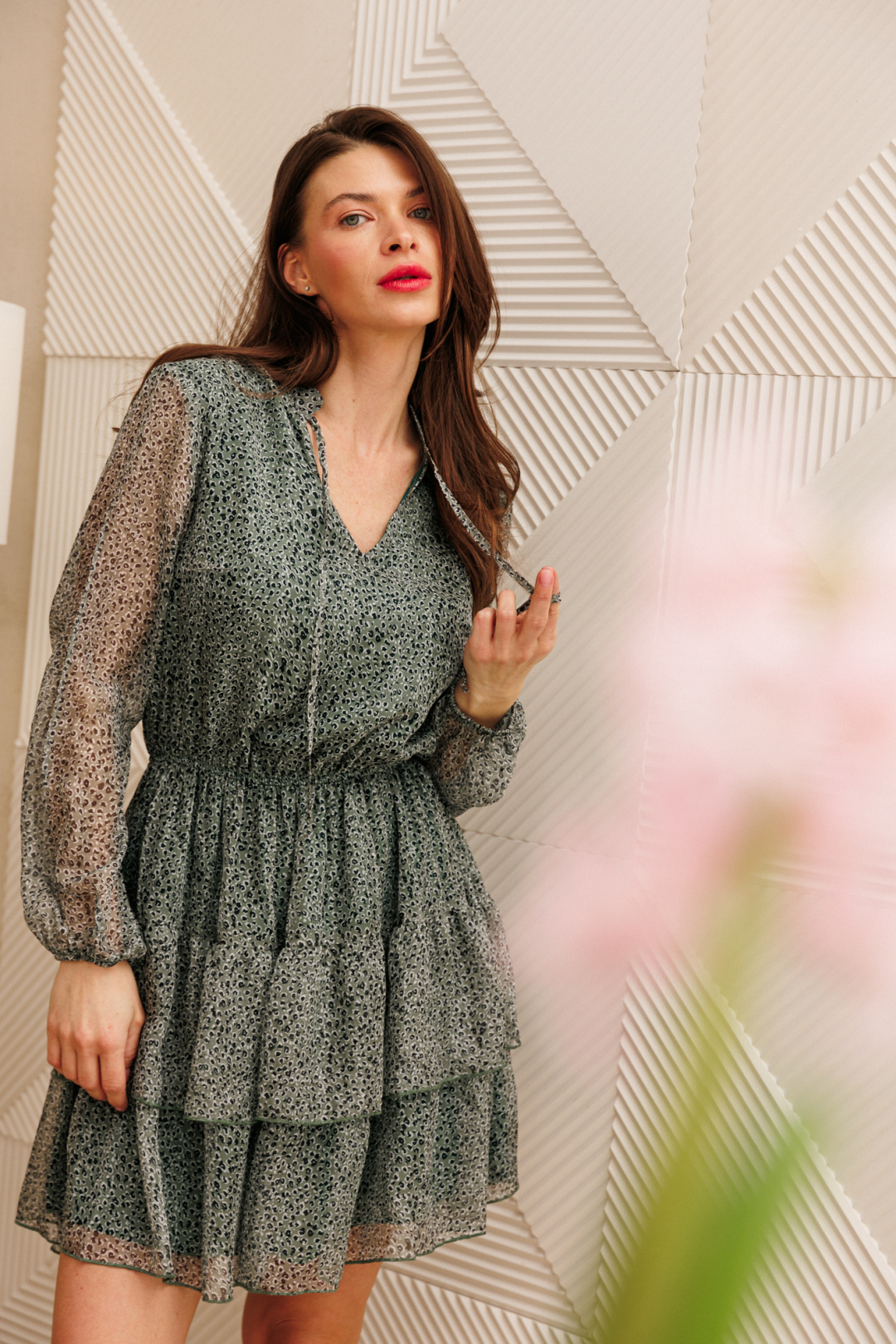 Платье Anastasia 955 серо-зеленый - фото 2