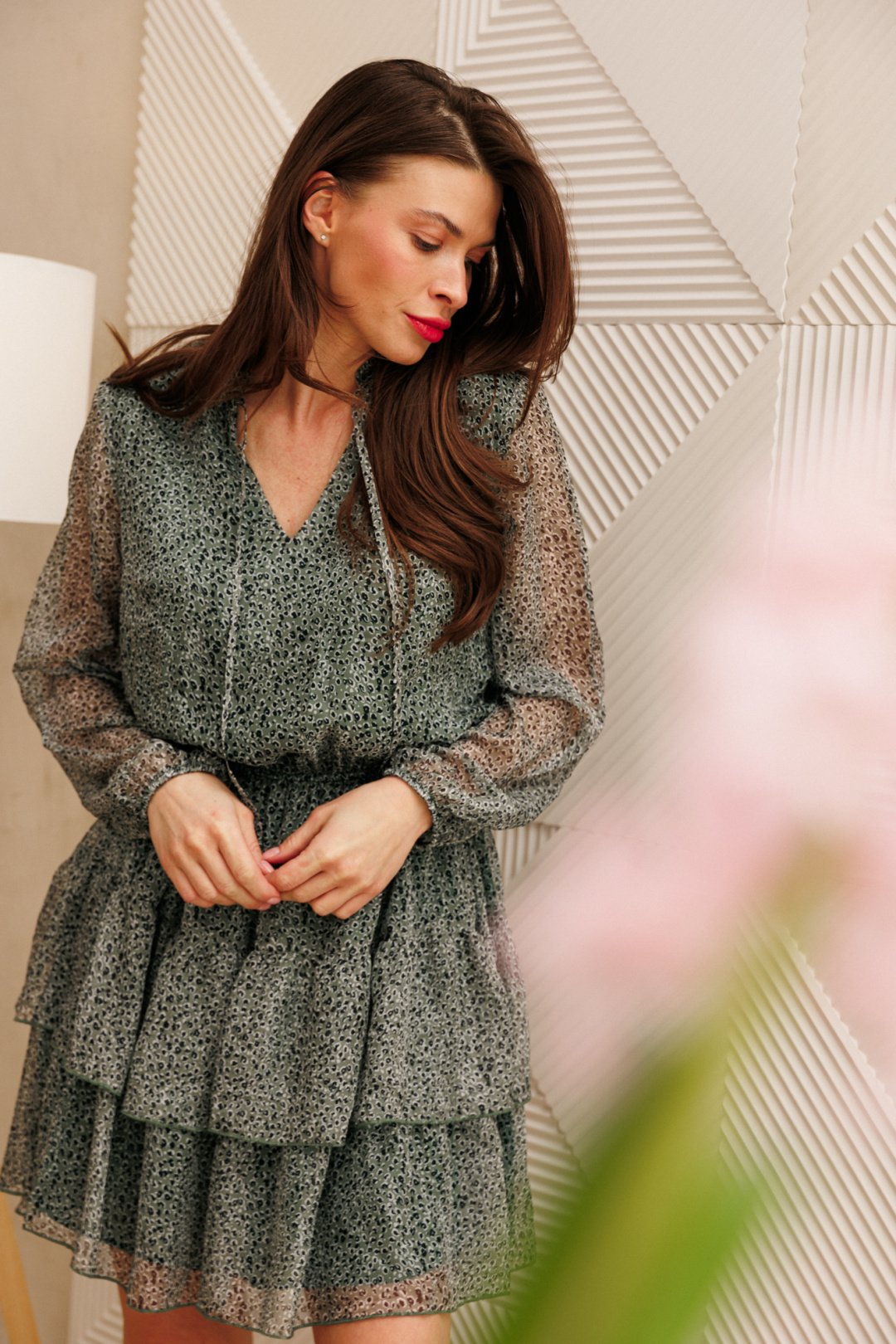 Платье Anastasia 955 серо-зеленый - фото 3