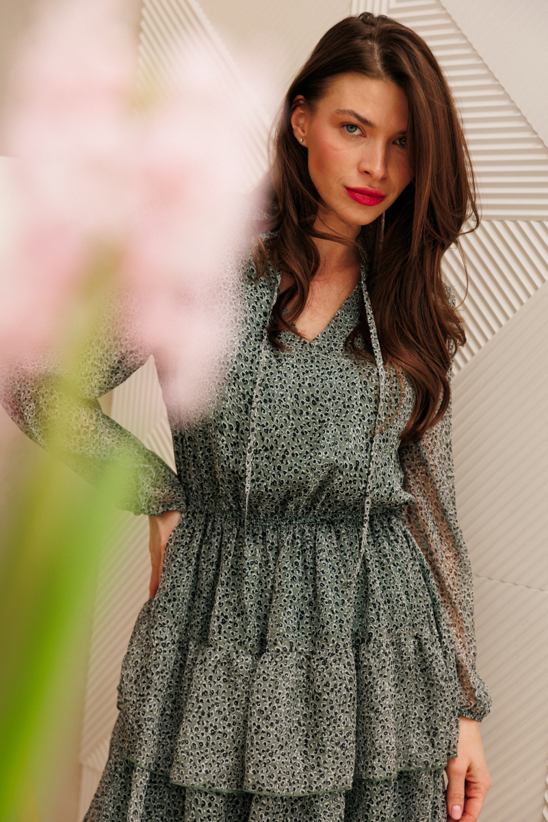 Платье Anastasia 955 серо-зеленый - фото 4