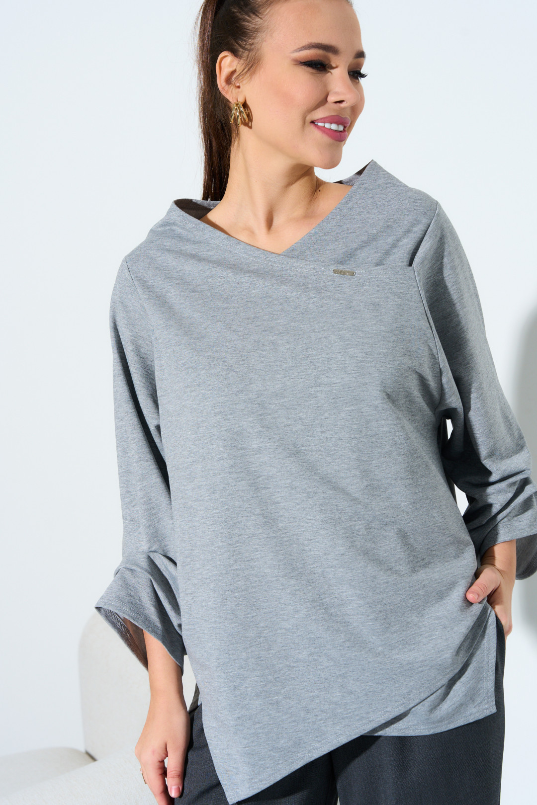 Блузка Anastasia 971 серый - фото 4