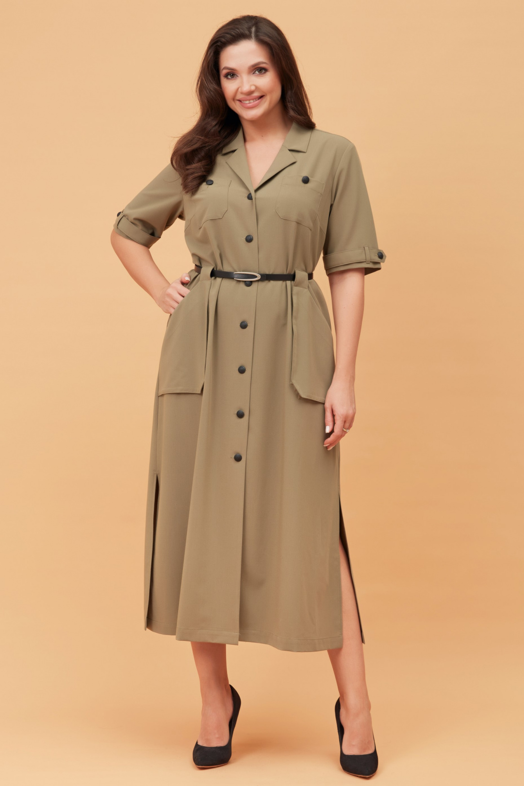 Платье ANDINA CITY 8021 хаки - фото 2