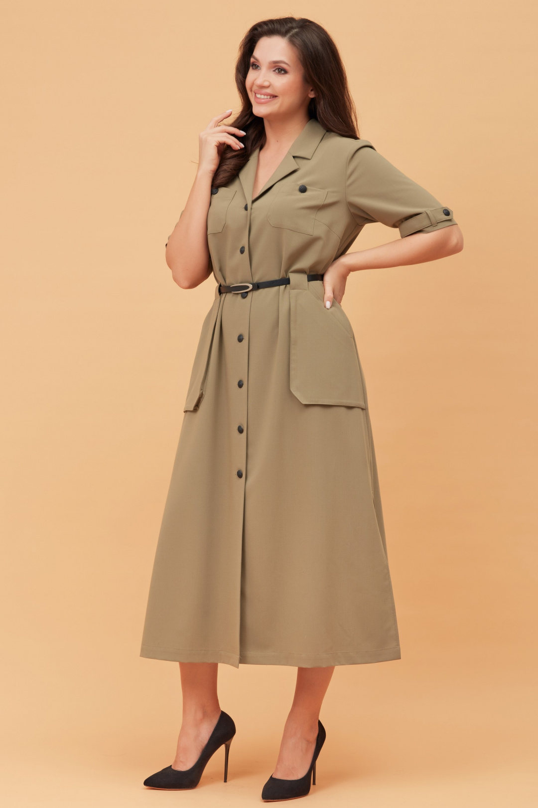 Платье ANDINA CITY 8021 хаки - фото 3