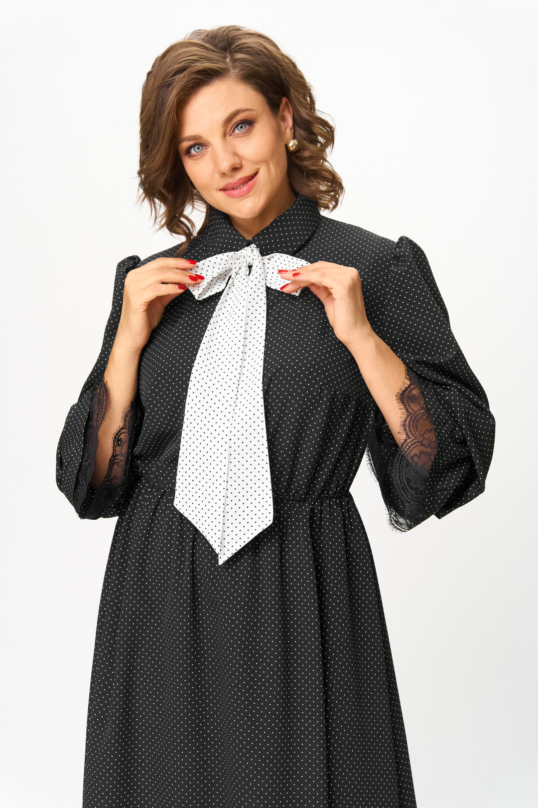 Платье ANDINA CITY 8039-25 черный в горох - фото 5