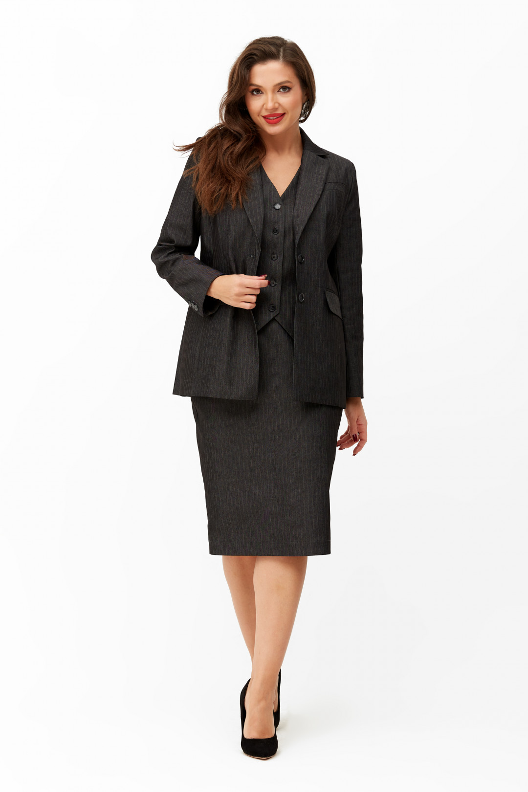 Костюм ANDINA CITY 9036-1 черный в полоску - фото 1