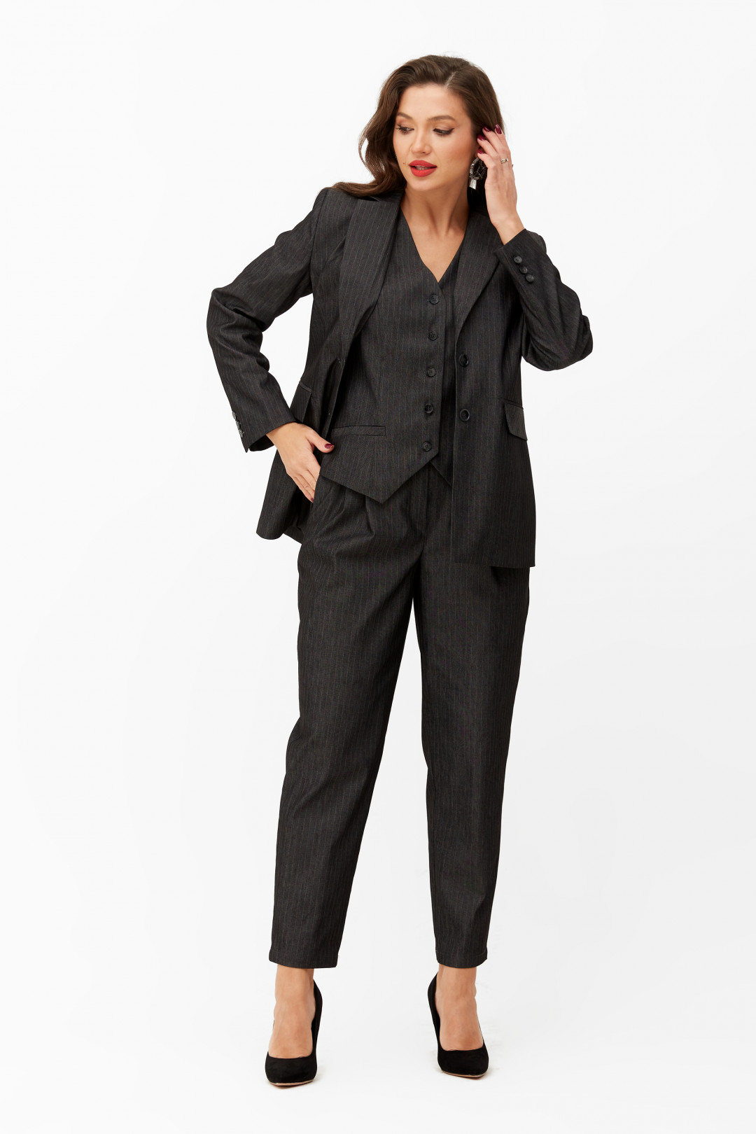 Костюм ANDINA CITY 9036 черный в полоску - фото 1