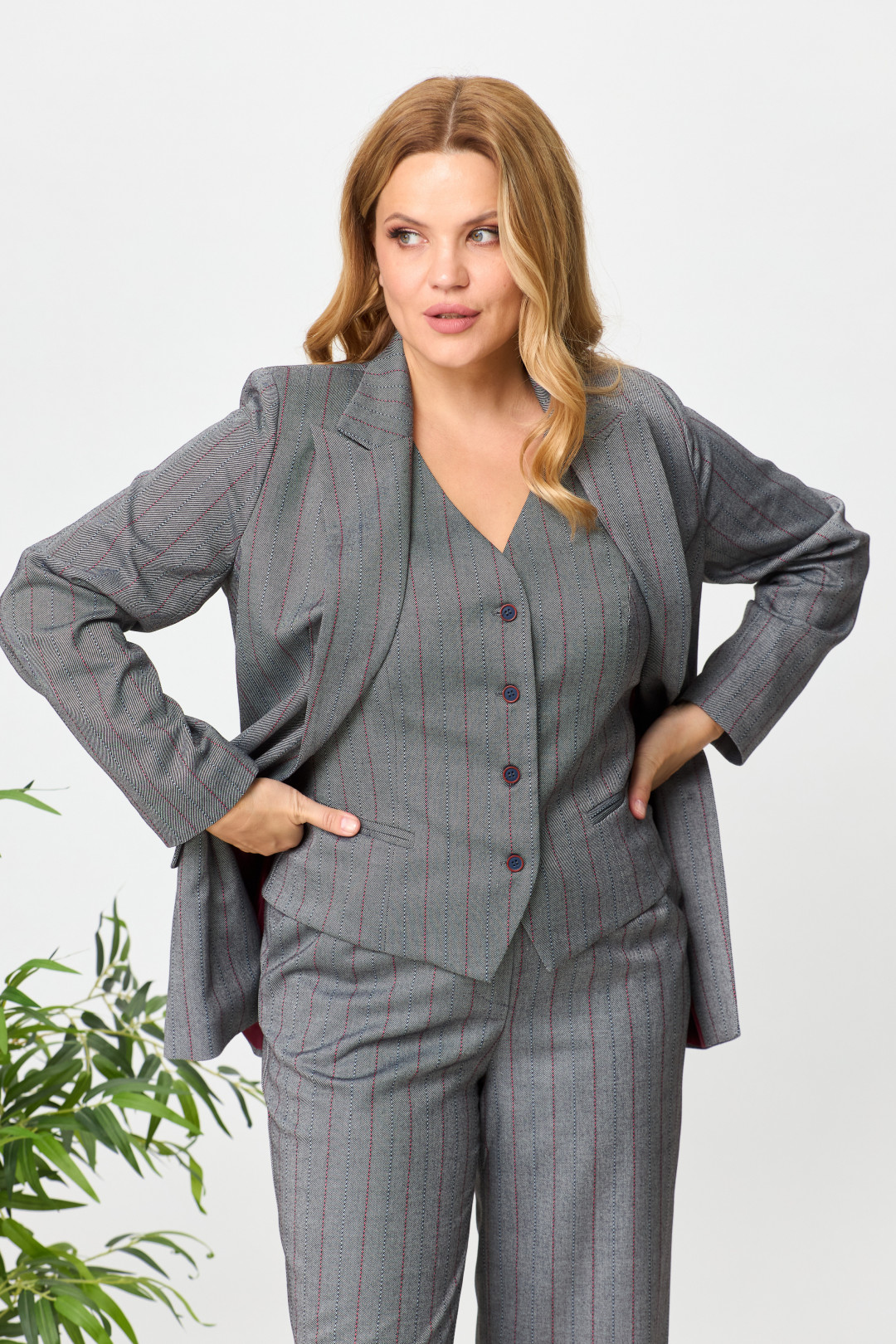 Костюм ANELLI LAUREL 1426 серый с красной полоской - фото 6