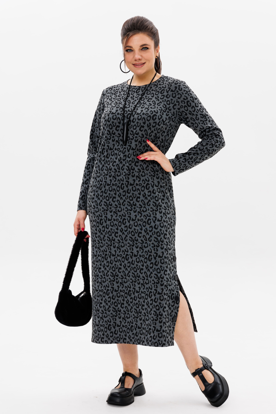 Платье ANELLI LAUREL 1498 дымчатый леопард