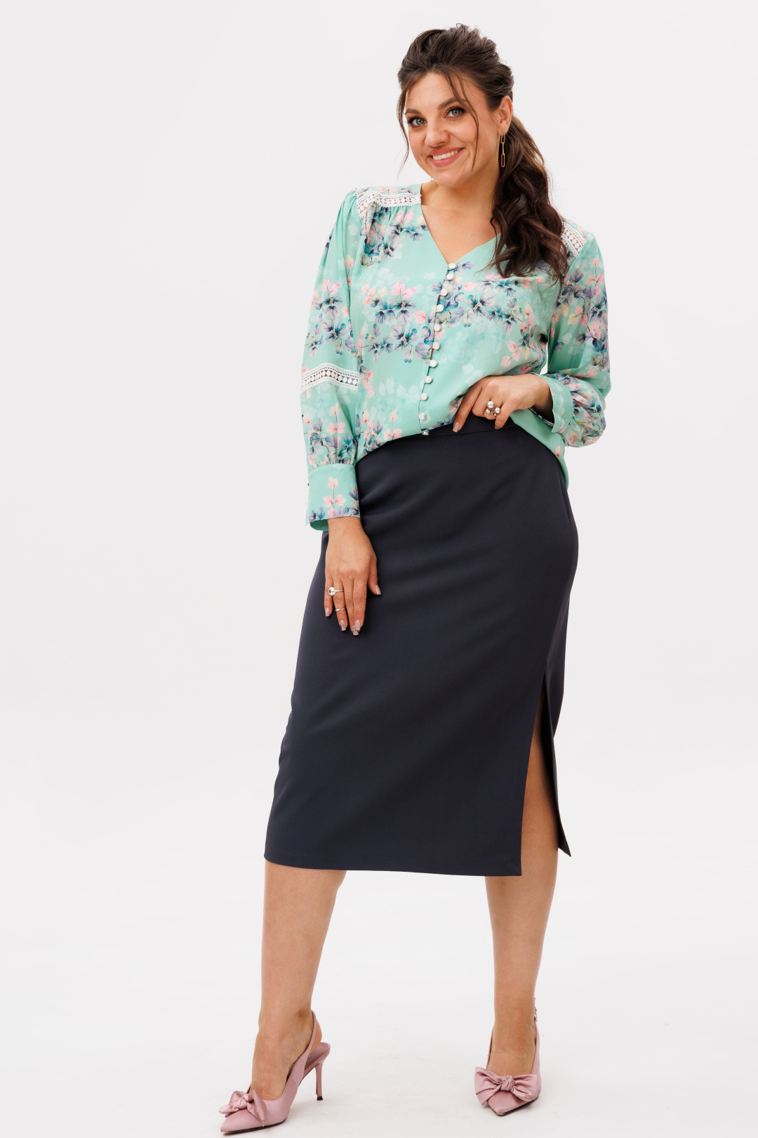 Юбка ANELLI LAUREL 1648 грифельный силуэт - фото 6