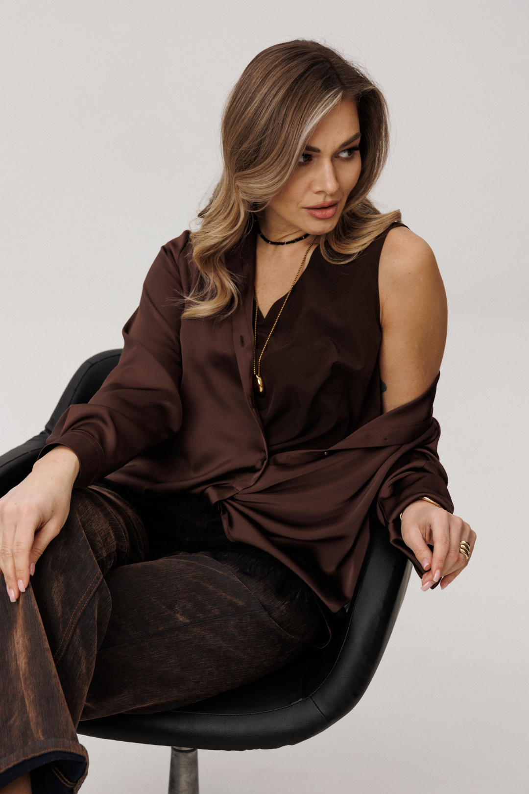 Блузка ANELLI LAUREL 1663 горький шоколад