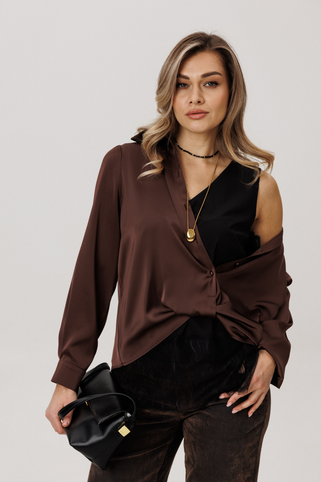 Блузка ANELLI LAUREL 1663 горький шоколад