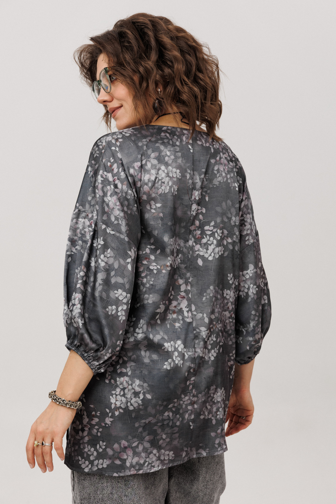 Блузка ANELLI LAUREL 1665-1 графитовый гербарий - фото 5