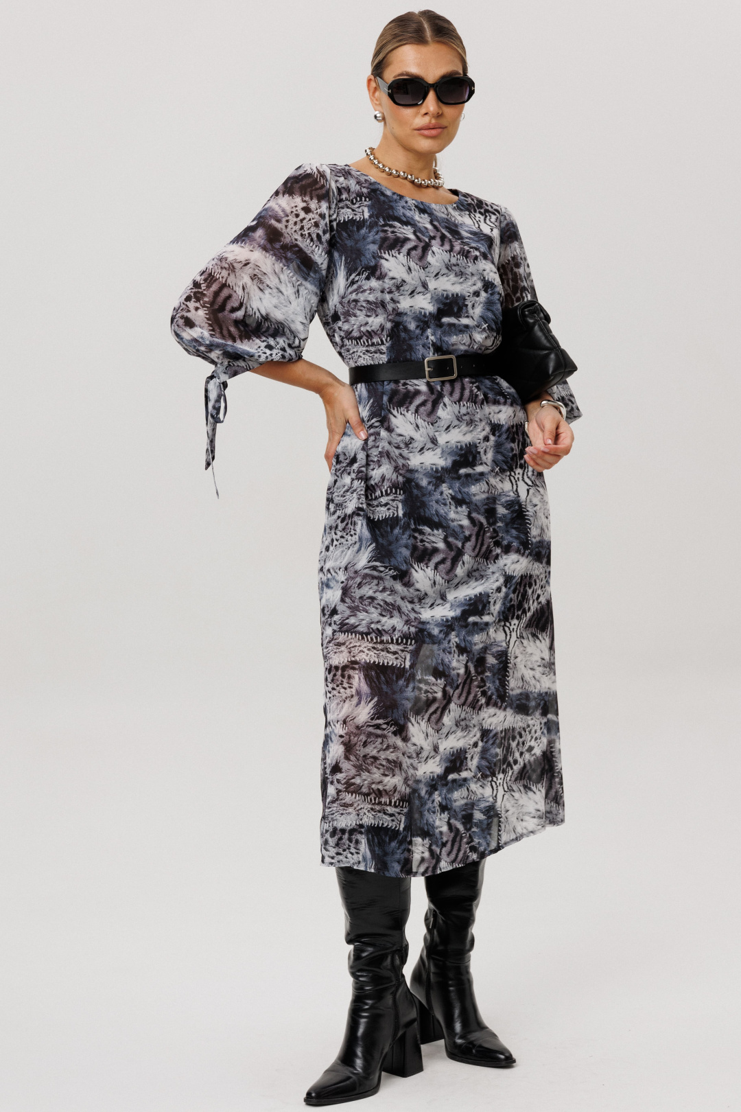 Платье ANELLI LAUREL 1733 леопардовый серый - фото 1