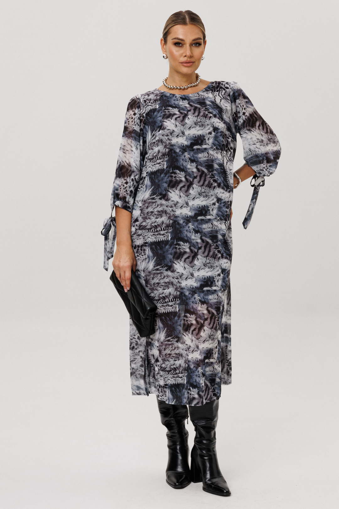 Платье ANELLI LAUREL 1733 леопардовый серый - фото 3