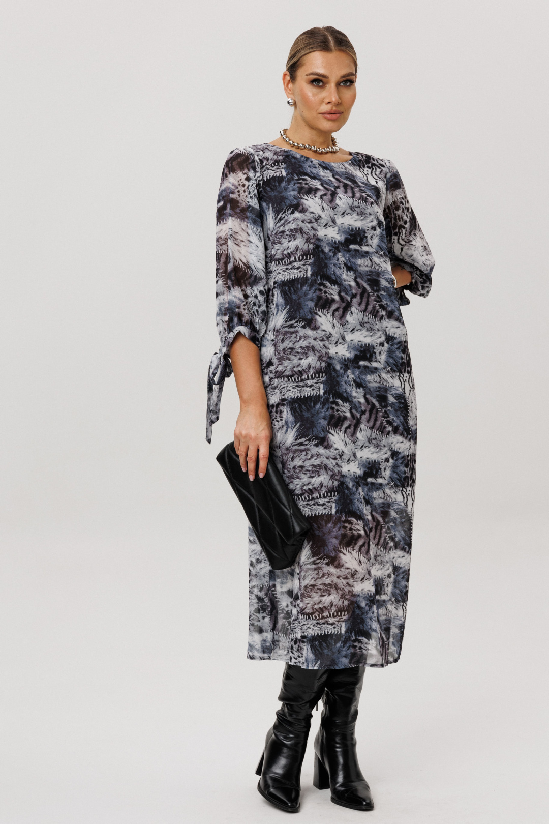 Платье ANELLI LAUREL 1733 леопардовый серый - фото 5