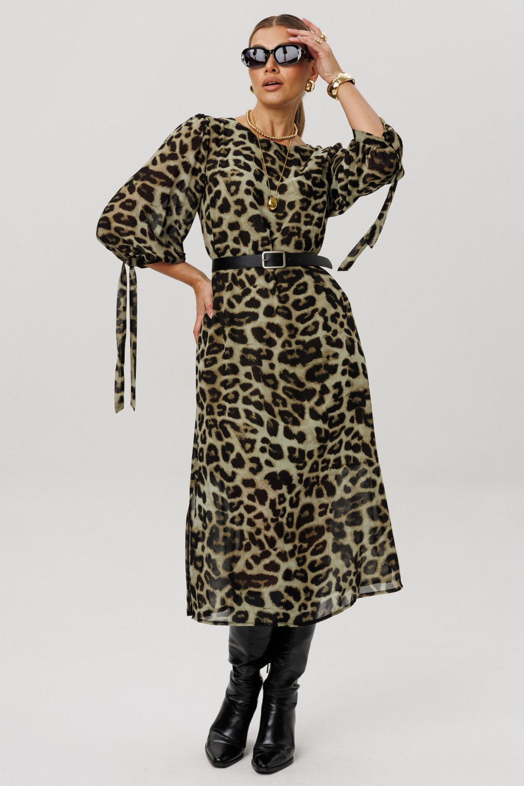 Платье ANELLI LAUREL 1733 зеленый леопард - фото 1