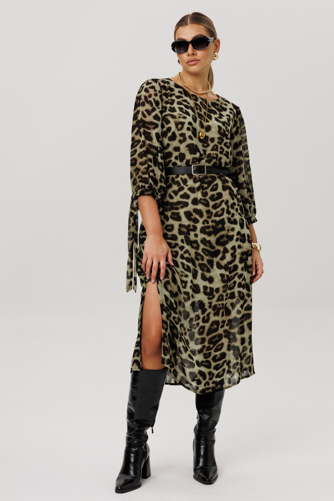 Платье ANELLI LAUREL 1733 зеленый леопард - фото 3