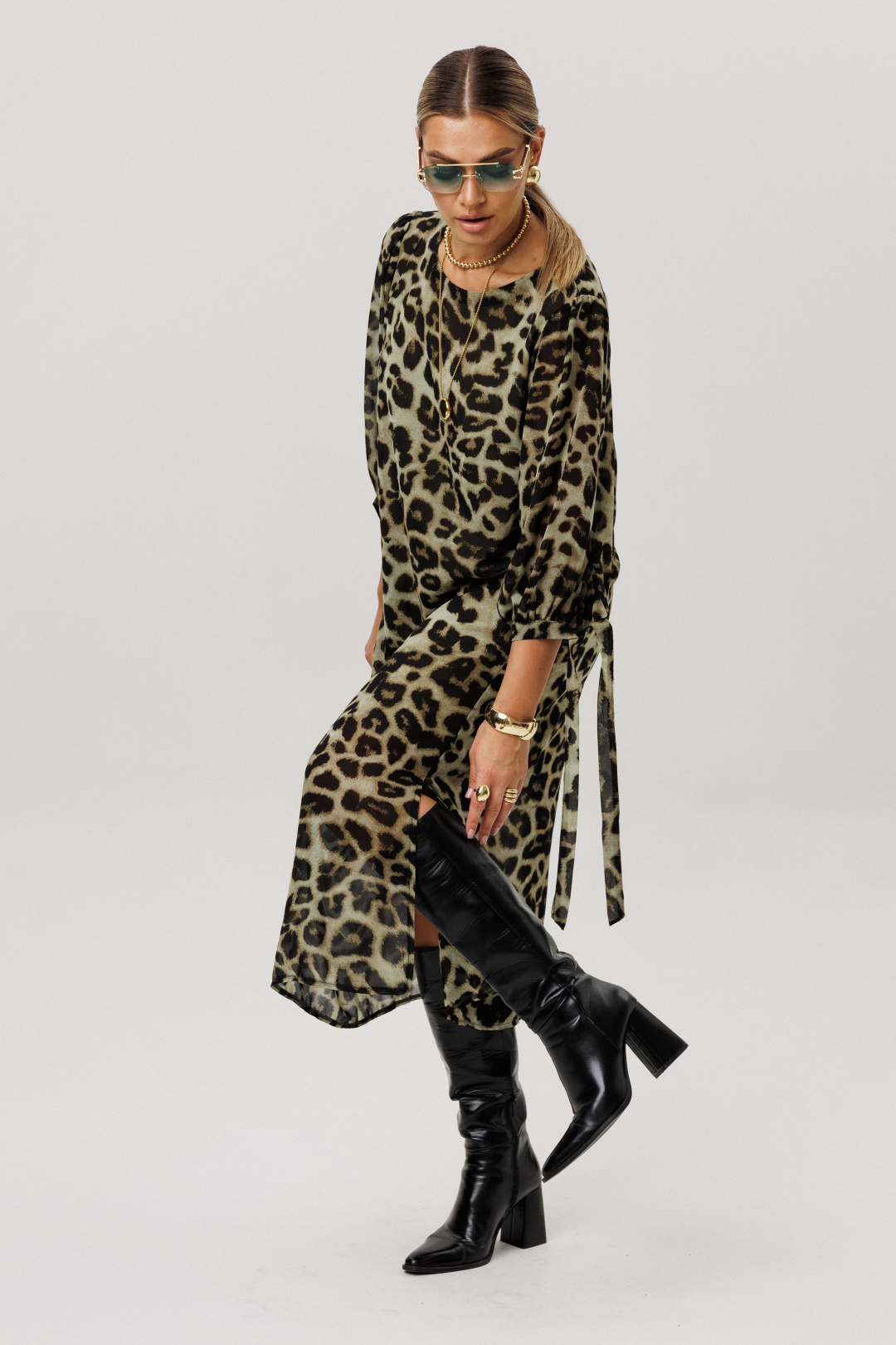 Платье ANELLI LAUREL 1733 зеленый леопард - фото 4