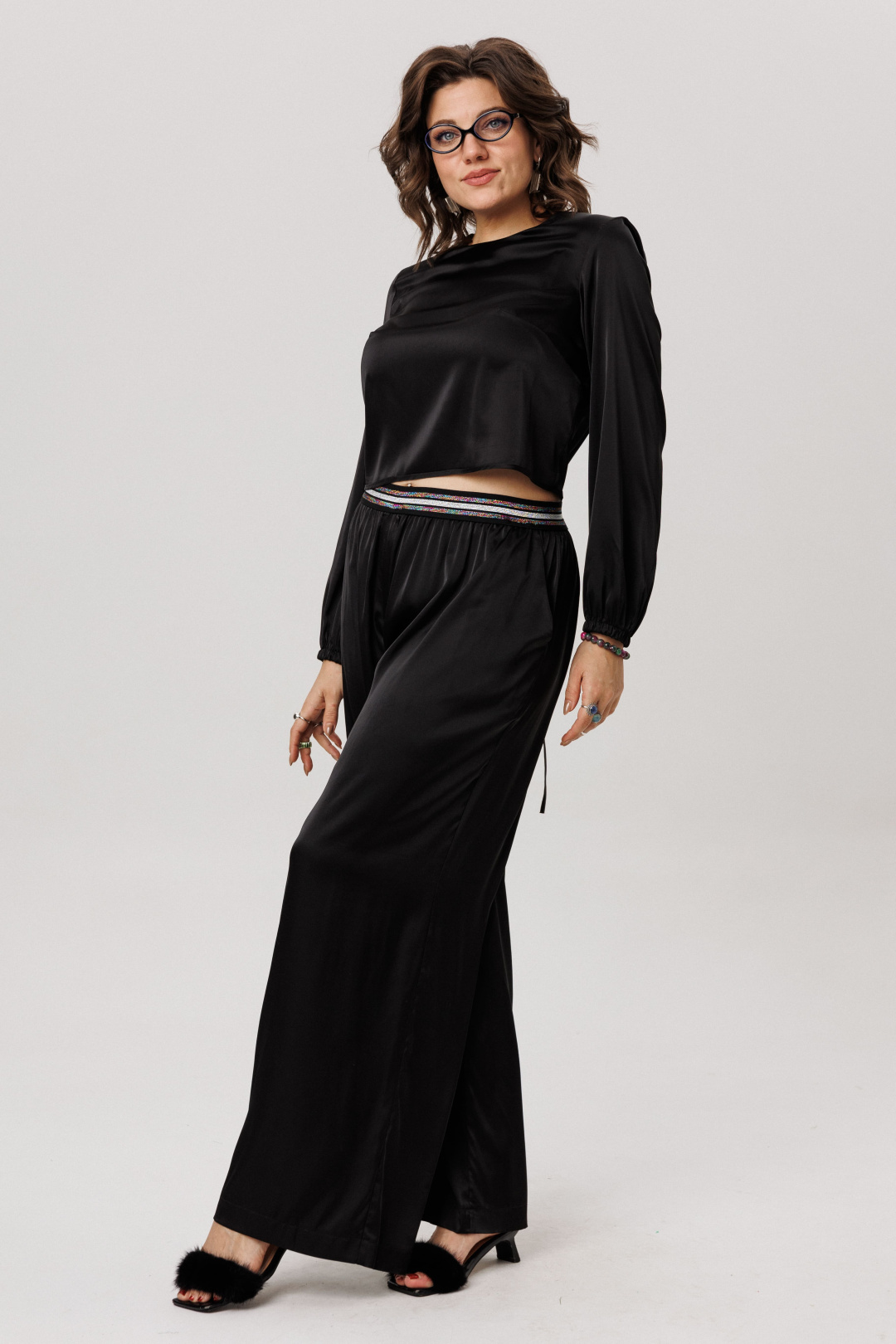 Брюки ANELLI LAUREL 1734 блестящий черный - фото 1