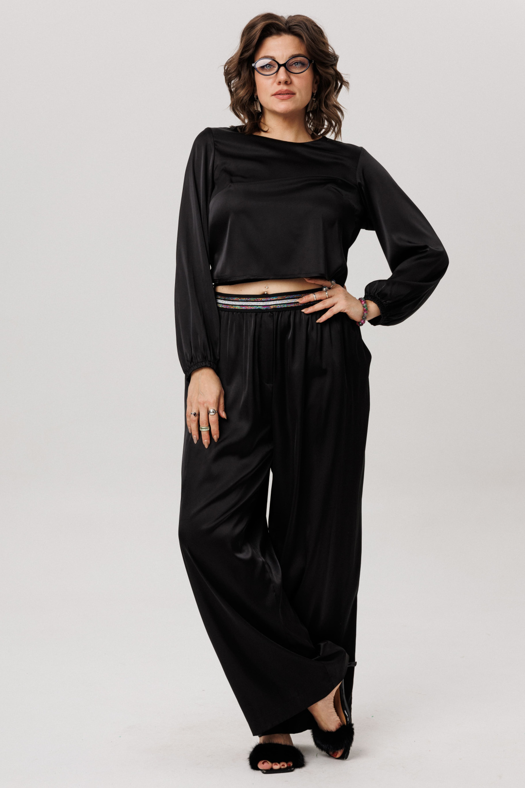 Брюки ANELLI LAUREL 1734 блестящий черный - фото 4