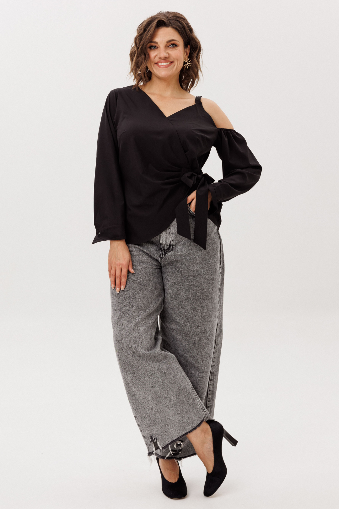 Блузка ANELLI LAUREL 1760 черная орхидея - фото 3