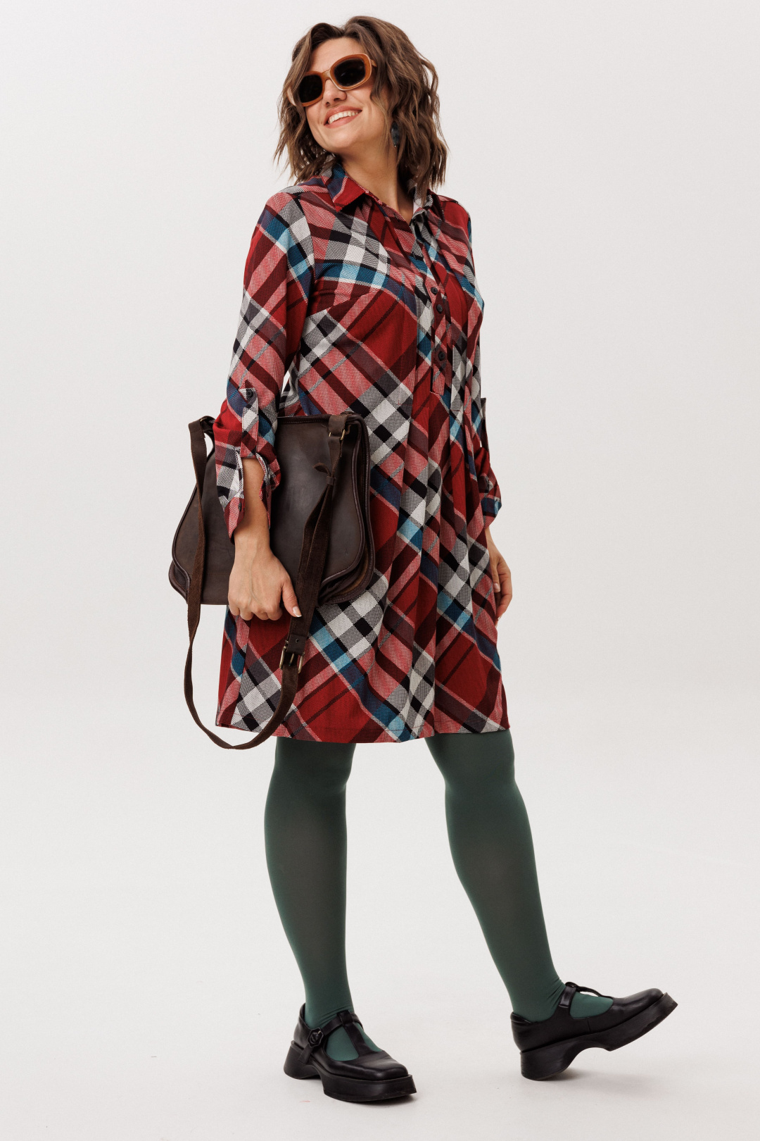 Платье ANELLI LAUREL 1769 бордовая шотландка