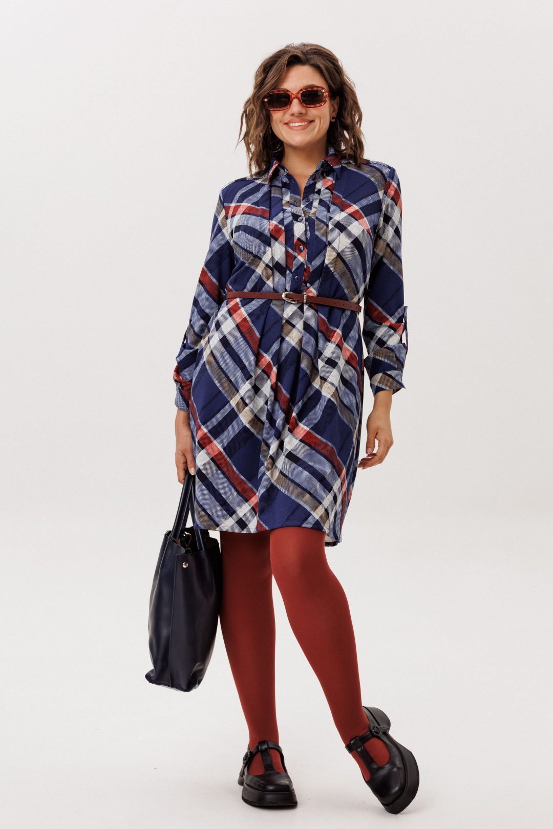 Платье ANELLI LAUREL 1769 кобальтовый тартан - фото 1